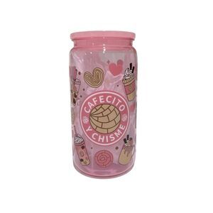 Pink Cafecito y Chisme 16oz plastic Libby cup NWT